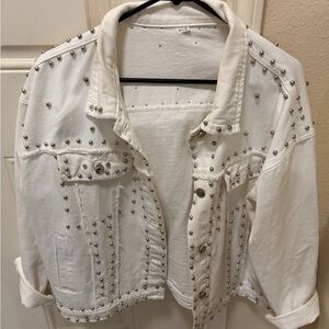 Studded White Denim Jacket